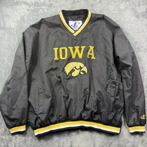 Vintage IOWA HAWKEYES Logo Athletic L Pullover Black Jacket Men's XL